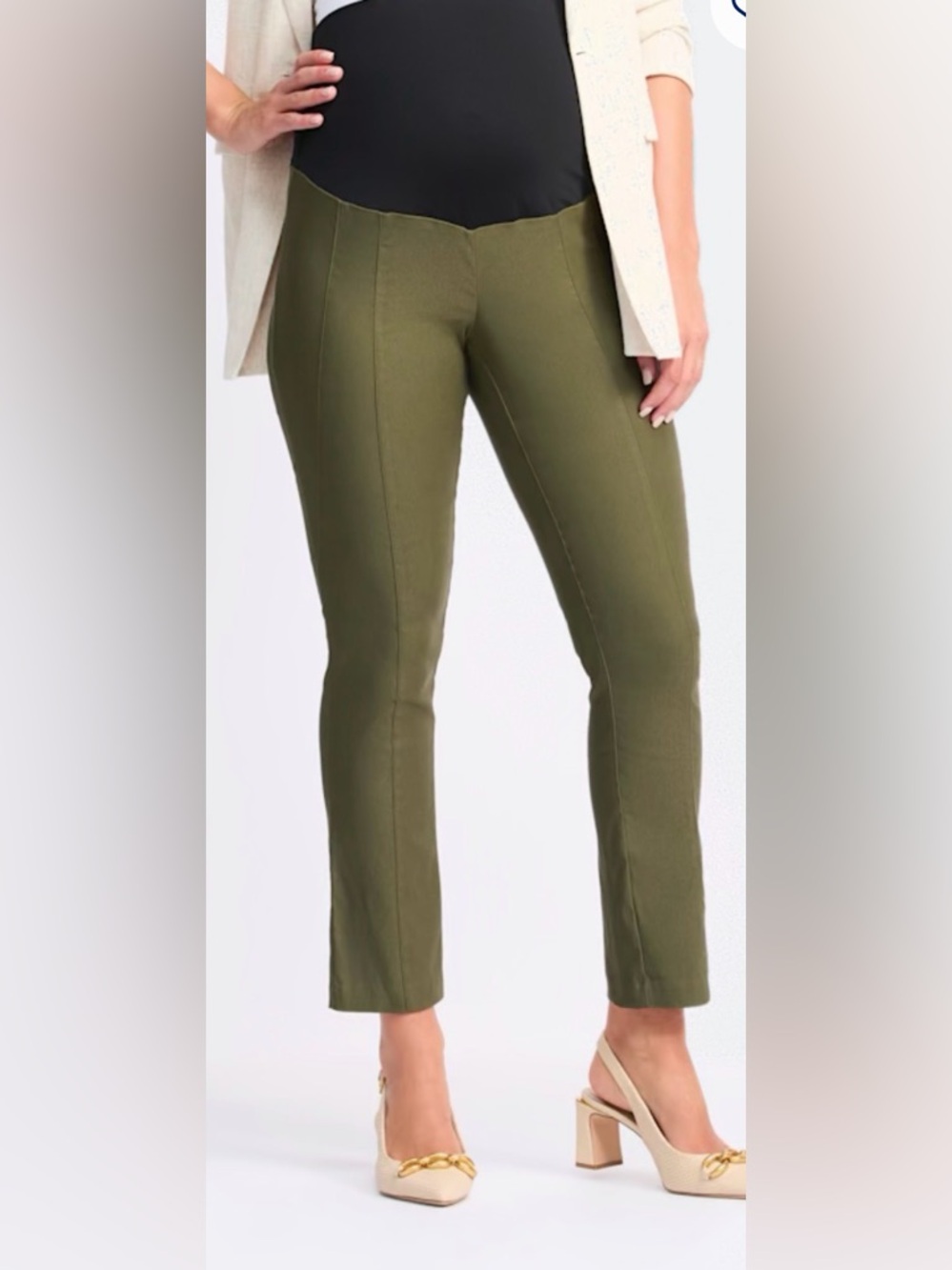 Olive maternity ankle straight leg pants size 14